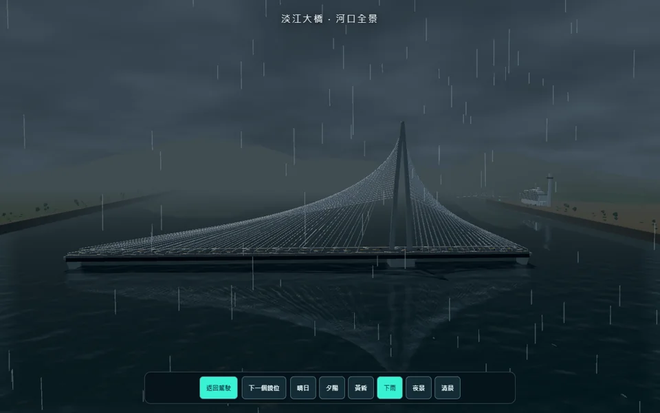 淡江大橋・雨景：雨落在橋上，看看濕路面的光影。